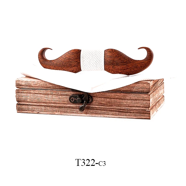 Mahoosive 3D Усы Sapele деревянный галстук-бабочка для мужчин подарок цветочный узор Карманный квадратный галстук-бабочка набор - Цвет: T322-C3