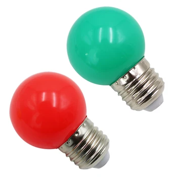

2 Pcs E27 Led Bulbs: E27 1W Pe Frosted Led Globe Colorful White/Red/Green/Blue/Ylellow Lamp 220V - 1PCs Red & 1PCs Green