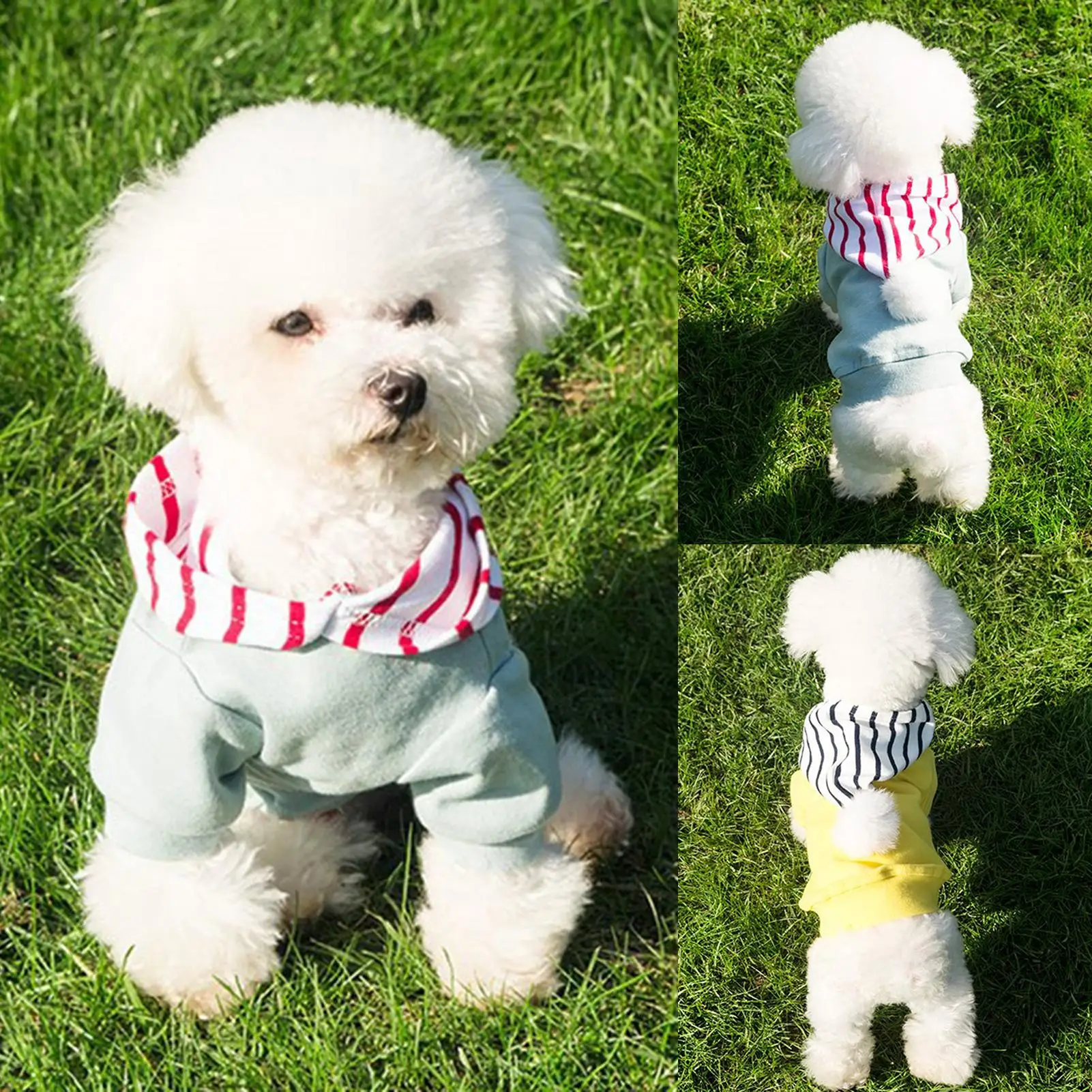 

Winter Print Hoodie for Small Dogs Pet Clothes Sweatshirt Korean Style Striped Hat Hoodie Cotton Dog Clothes Pet Outfit Costume