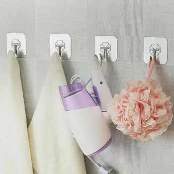 

10X Self Adhesive Hooks Wall Door Plastic Strong Sticky Hook Holder UK [3]