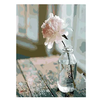 

Diy Painting By Numbers Hand Painted Oil Painting On Canvas Home Decor Pink Flower Wall Art Abstract Room Decoration