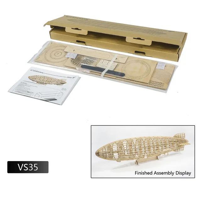 DWH VS36 1:453 Scale D-LZ129 Airship 540mm Length Wooden Static DIY Building Model Educational STEM DIY Building Wooden RC Toys 5