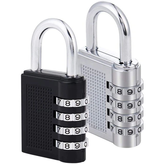 Lock for Door, 4 Digit Padlock Combination Padlock Security Lock for Home  Office Warehouse Gym Locker Toolbox Storage Box Black + Silver