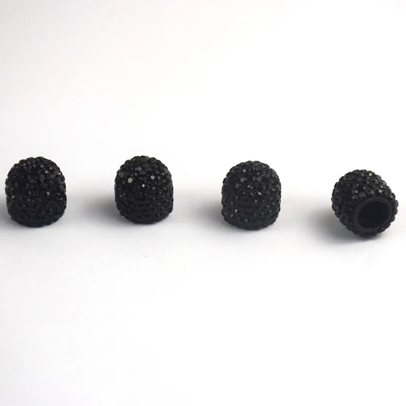 Универсальные 4 шт. хрустальные автомобильные пылезащитные колпачки для шин алмазные блестящие автомобильные аксессуары для женщин шикарные автомобильные подвески - Цвет: black