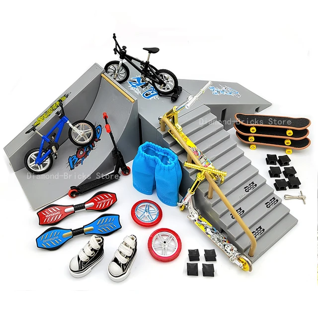 Tech Finger scooter Two Wheel Mini Skateboards Ramp Parts Sets Finger BMX Fingertip Bikes Fingerboard Skate Deck Novelty Toys 1