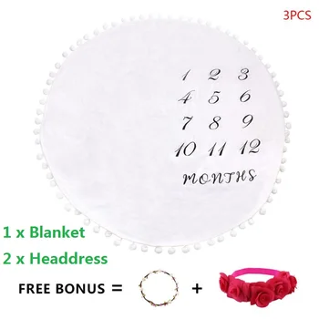 

3 Pcs/set Baby Boys and Girls Photography Blanket Children Round Wave Point Photo Blankets Hair Accessories Headdress Garland