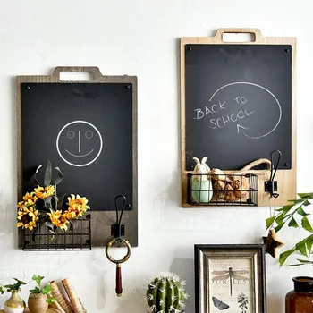 

Nordic Vintage Black Board Wall Shelf Creative Household Message Board Storage Rack Wall Decoration Home Decoration Accessories
