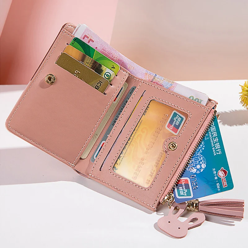 Leather Coin Purse Simple Style Short Wallet for Women Girls
