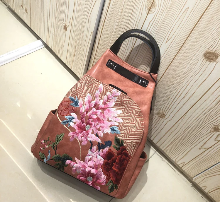 Bags Women Retro Chinese Style Embroidery Luxury women's Backpack PU Leather Personality All-match Casual Female Bag Bags Women Retro Chinese Style Embroidery Luxury women's Backpack PU Leather Personality All-match Casual Female Bag