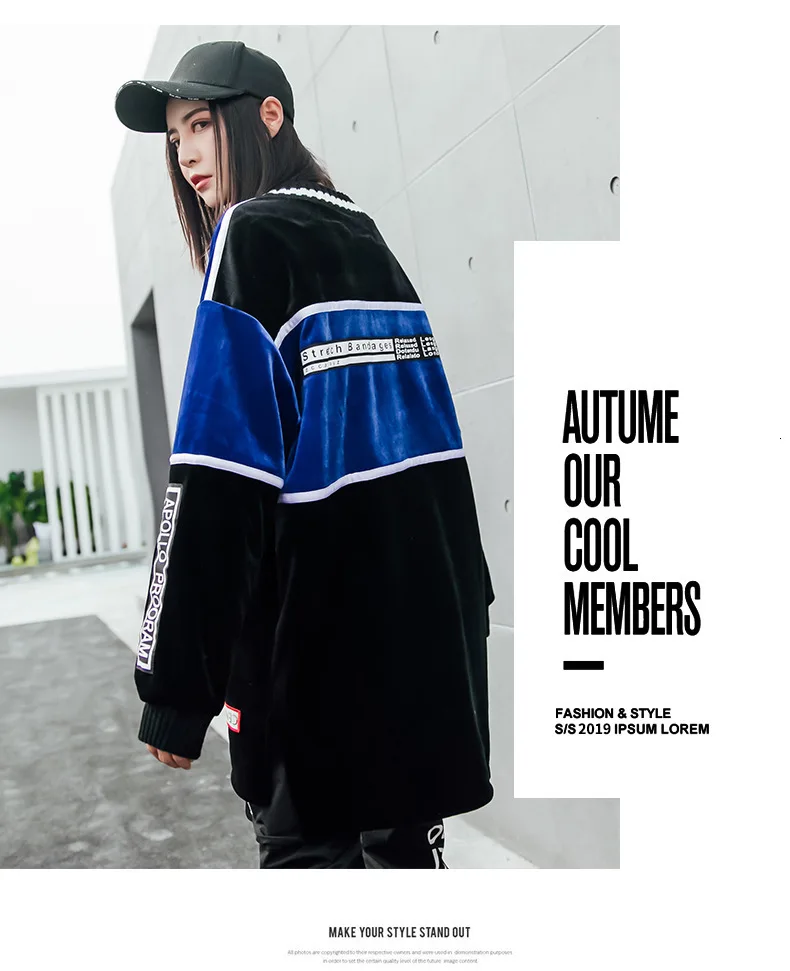 Vefadisa Hit Color Pullover Sweatshirt Woman Winter Thick Loose Sweatshirt O-Neck Letter Printing Sweatshirt QYF1342