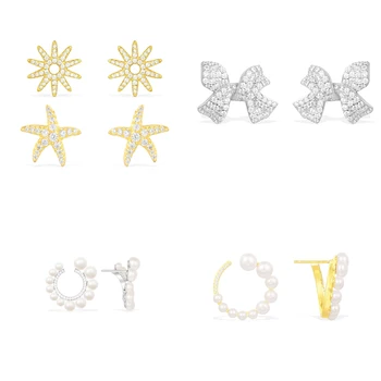 

2020 New High-quality Original Ring-shaped Small Pearl Starfish Bowknot Series Earrings Simple Female Charm Holiday Jewelry Gift