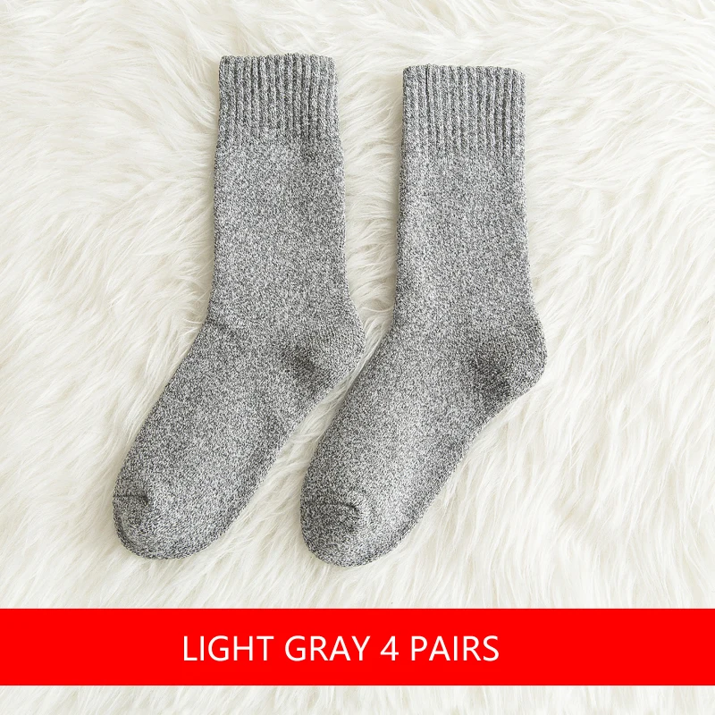 Женские носки, осенне-зимние утепленные высокие носки до бедра, хлопок, теплые махровые длинные зимние носки, женские корейские носки, 4 пары - Цвет: light gray 4 Pairs