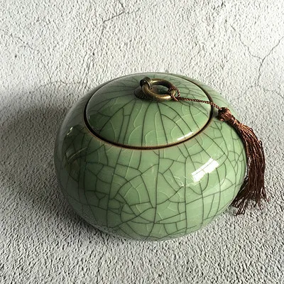 Longquan Celadon большой размер резервуар для хранения ручной работы керамический чайный Caddy набор портативный контейнер пуэр чай герметичные банки - Цвет: G-L SIZE