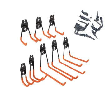 

8 Pcs Garage Storage Utility Double Hooks for Garden Garage Tools Organization-Wall Mount Hanging Hooks Tool Organizer Double