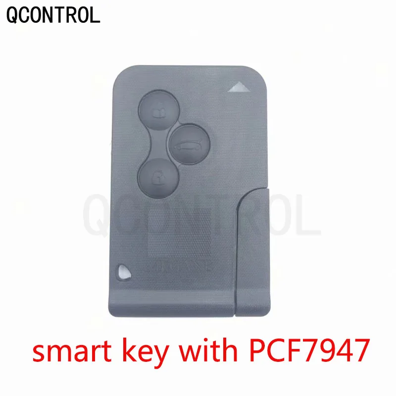 QCONTROL, 3 кнопки, Автомобильный Дистанционный смарт-ключ, костюм для Renault Megane Scenic, карта со вставкой, маленькое лезвие ID46 PCF7947, чип 433 МГц