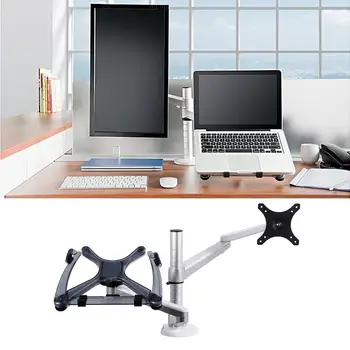 

Dual Arm Laptop Holder Desktop Clamping Laptop Combination Bracket For Tablet PC 2 In 1 Adjustable Notebook Bracket
