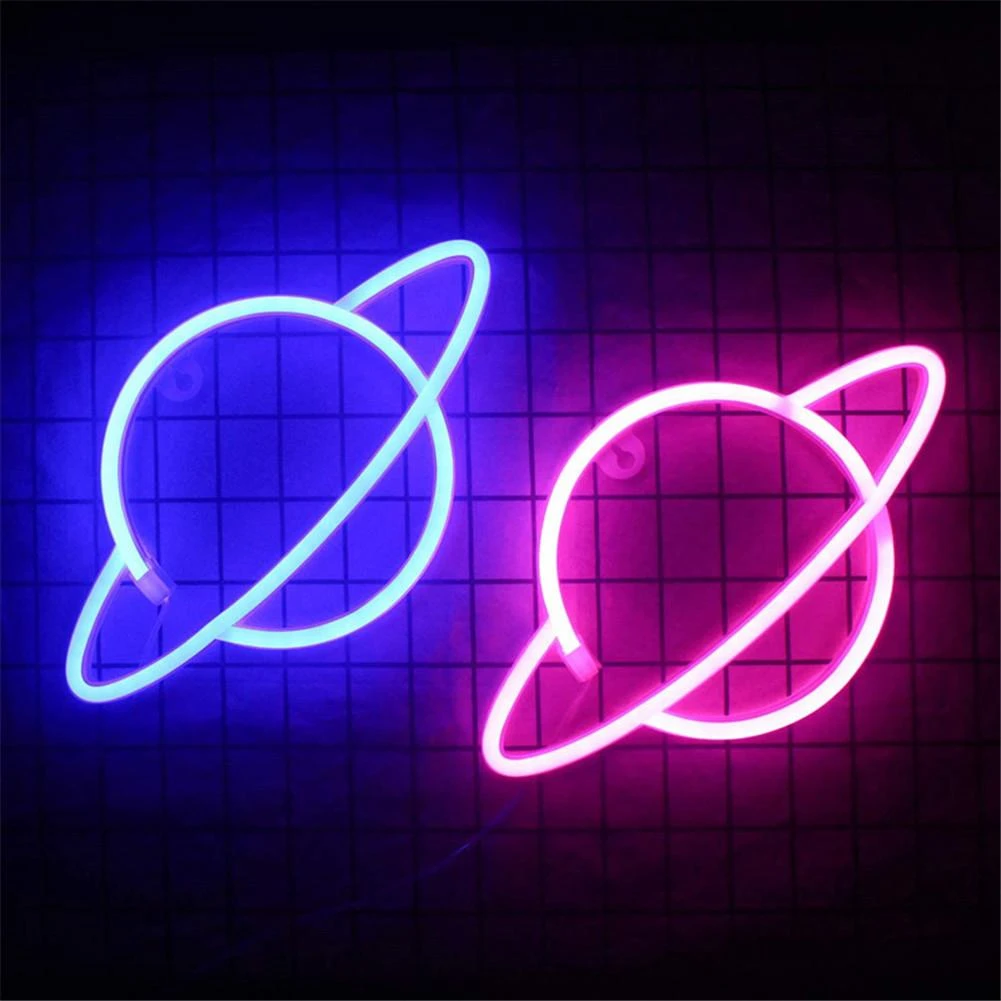 Planet Light Neon Signs Wall Night Light USB or Battery LED Signs Party Supplies 