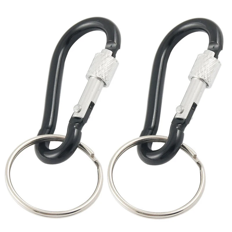 

Tents Blocking Aluminum Alloy Snap Hook Ring Key Ring Black 2 Pcs