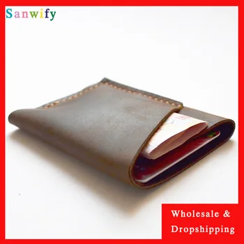 

Handmade Leather Money Clip Wallet Crazy Horse Genuine Leather Men Money Clips Top Quality Men Designer Money Clip Wallets
