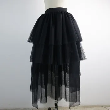 

Gothic Fashion Irregular Skirt Women Solid Black White Multi Layered Party Club Underskirt Tutu Skirt Gown Skirt 2020 New Korea