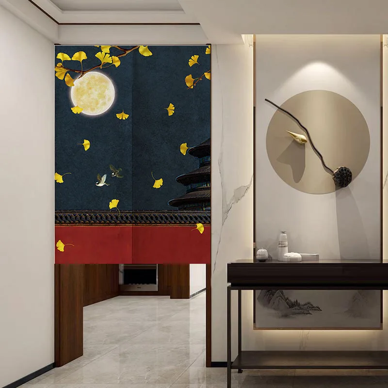 

Chinese Door Curtain Feng Shui Printed For Kitchen Bedroom Living Room Decor Polyester Noren Entrance Doorway Partition Curtains