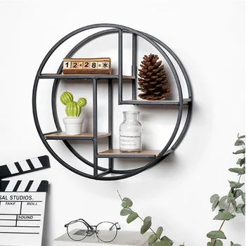 

Nordic Iron Storage Rack Shelf Wall Hanging Ornaments Geometric Figure Home Wall Decoration Sundries Key Flower Pot Album Holder