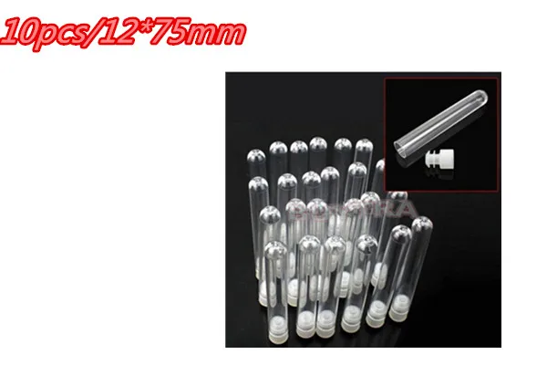 10Pcs Transparent Plastic Test Tube With Cap U-shaped Bottom Test Tube Lab Supplies 12x75mm