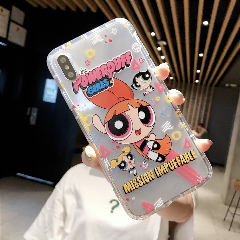 INS Cute US Powerpuff для девочек, полицейский чехол для iPhone 11 Pro X XS Max Xr 8 7 6 6s Plus, прозрачный мягкий чехол из ТПУ с рисунком - Цвет: 2