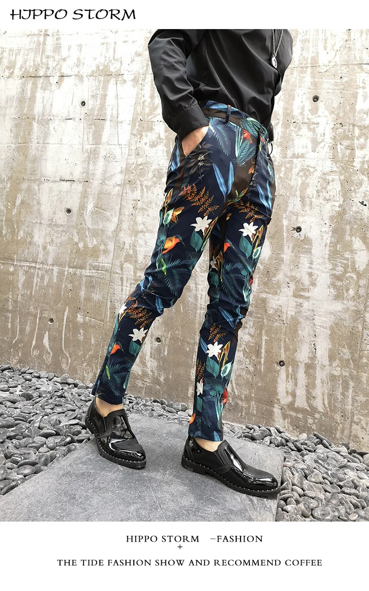 Уличная одежда Mannelijke Han Banku Nachtclub Pak Tij Man Kappers Mr Broek Afdrukken Vrije Tijd Broek zelfontpluiing Tij