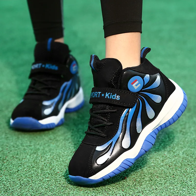 Autumn/Winter Warm Jogging Shoes for Boys Red Children Sport Shoes Brand Teenage Trainers High Top Kids Boy Sport Shoes Outdoor