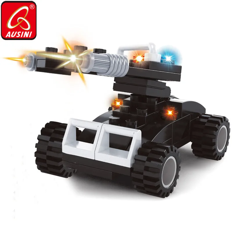 

AUSINI Construction City Police Building Blocks Vehicle Car Toys for Children Legoings Model Brick Figure Creator Kids Plaything