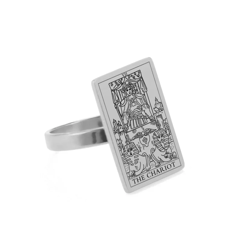 Dawapara Gold-Tone Tarot Card Stainless Steel Vintage Ring for Women - Major Arcana Inspired Jewelry