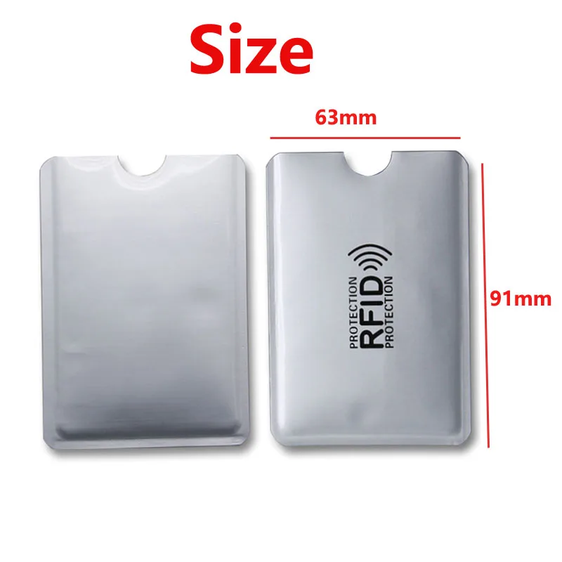 50/100pcs Anti Rfid Wallet Blocking Reader Lock Bank Card Holder Id Bank Card Case Protection Metal Credit NFC Holder 6.3*9.1cm
