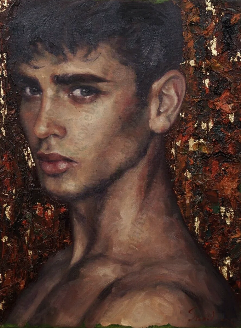 100 Handmade Oil Painting Hand Gay Man Male Portrait Of A Young Boy