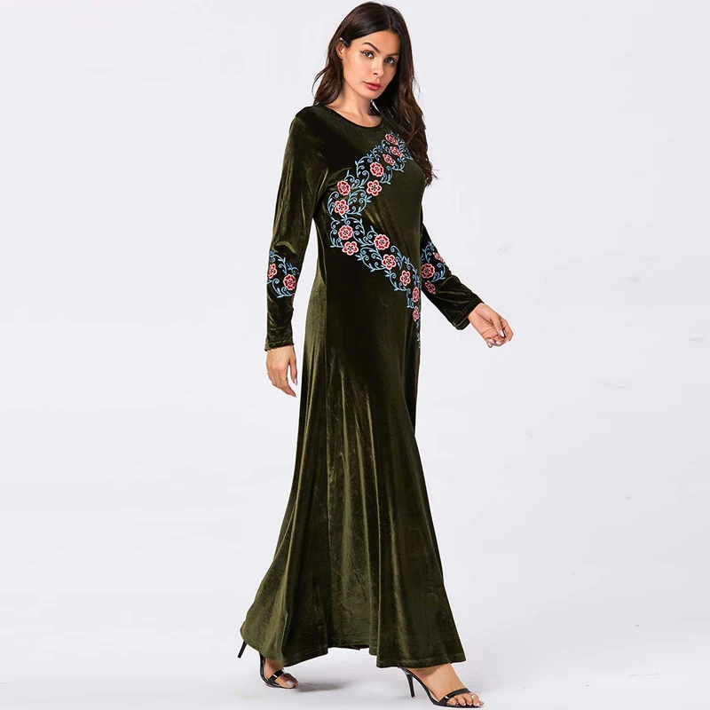 Плюс Размеры абайя, кафтан dubai длинный рукав хиджаб мусульманское платье исламское Костюмы Абая для женщин турецкие платья Кафтан халат Ислам