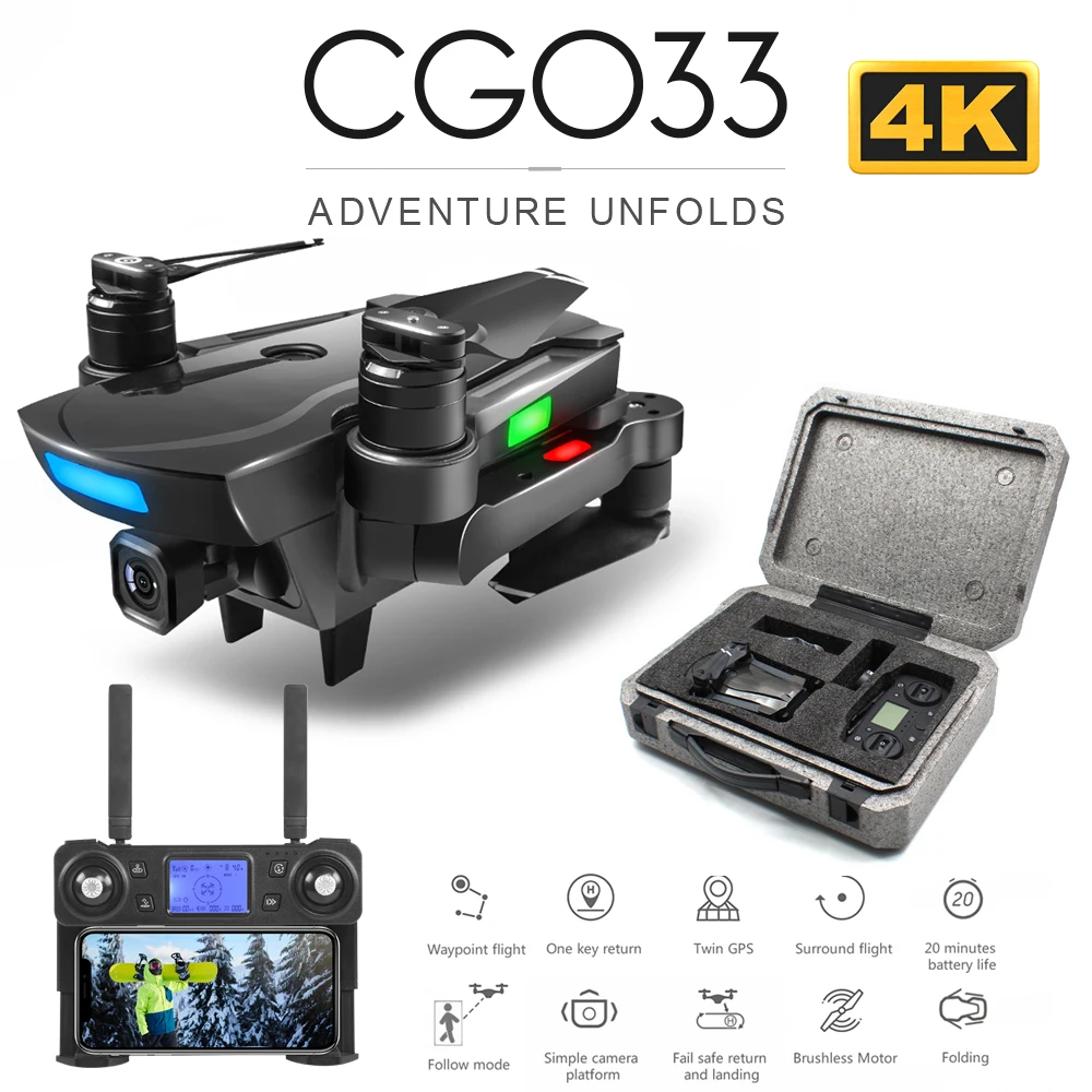 Vente ZWN CG033 sans brosse FPV quadrirotor avec 4K HD Wifi cardan caméra RC hélicoptère pliable Drone GPS Dron enfants cadeau vs SG906 F11