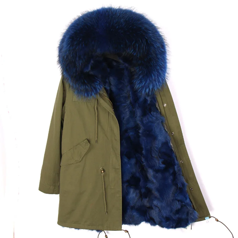 Large size man winter warm jacket raccoon fur collar hooded real fox fur liner outwear long slim parka real fur coat