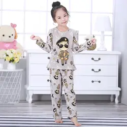 Новые стильные детские пижамы на осень и зиму корейский стиль, штаны с длинными рукавами и круглым вырезом и рисунком для больших мальчиков