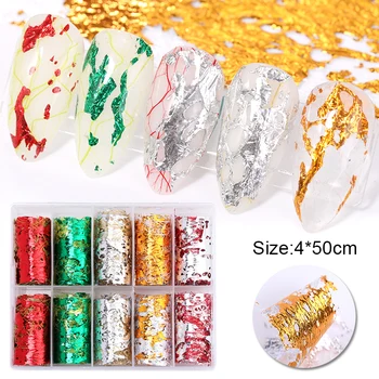 

Gold Silver Nail Art Foil Paper Irregular Aluminum Nail Sticker Manicures Decoration Glitter Gel Polish DIY Design Accessories