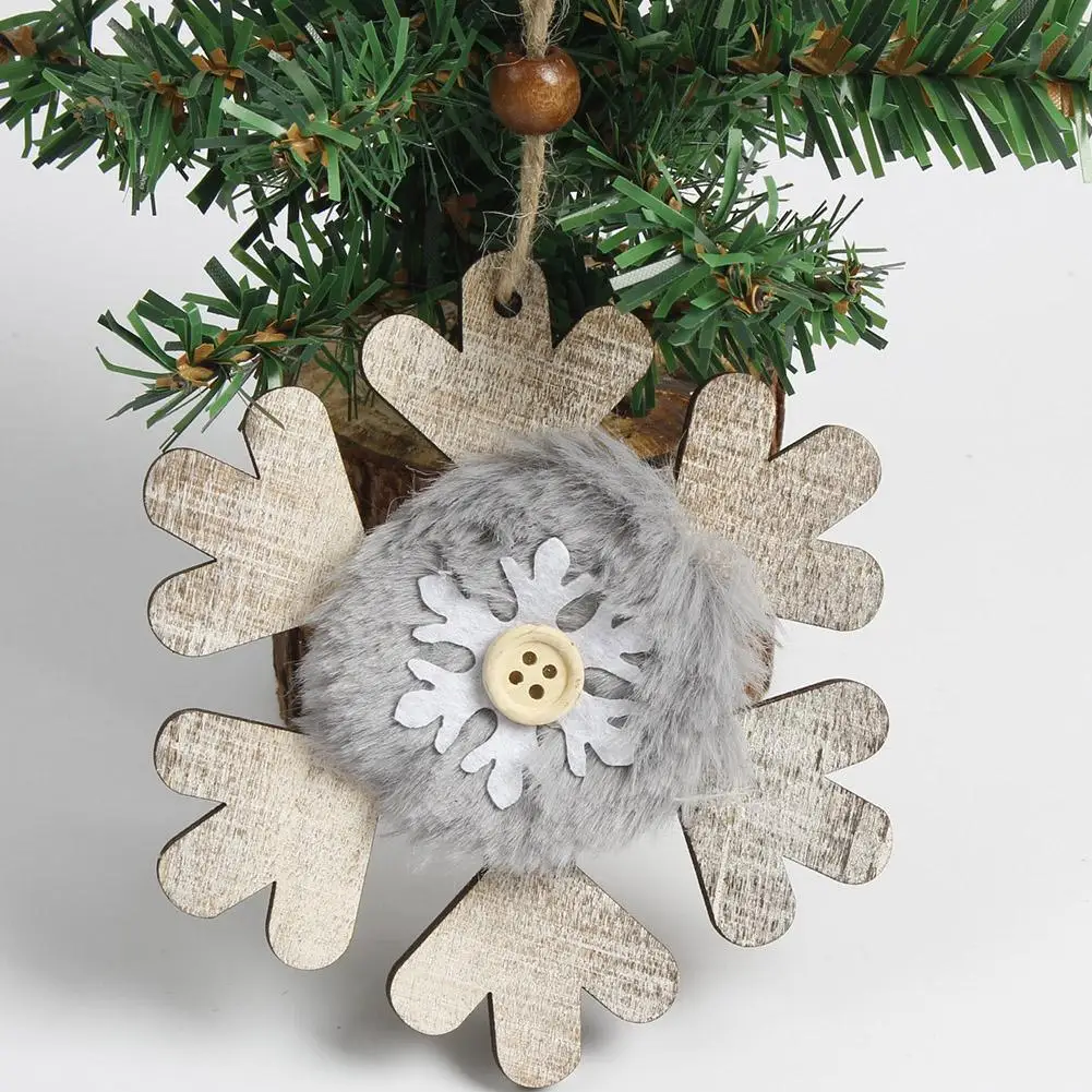 2pcs Hot Sale Christmas Tree Star Bell Hat Wooden Plush Hanging Decor Xmas Decoration Merry Christmas