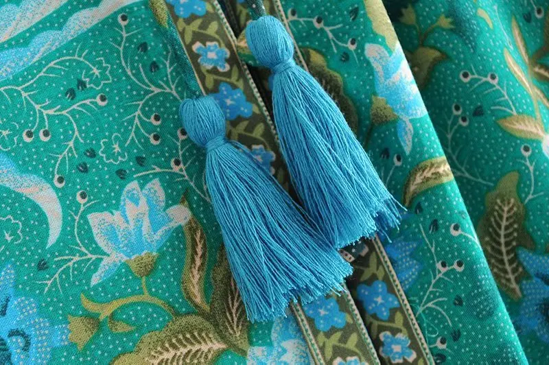 Boho шикарное женское платье с цветочным принтом и птицами, с расклешенными рукавами, богемное вискозное Хлопковое платье макси, женское платье с v-образным вырезом, на шнуровке, с оборками, vestidos