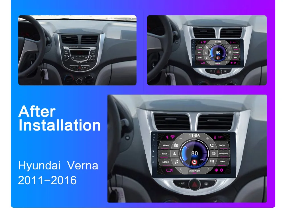 Для Solaris 1 2 Hyundai Accent Verna 2G+ 32G автомобильное радио 2 din android 8,1 видео мультимедийный плеер навигация gps WiFi 2011