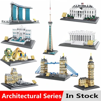 

Architecture Series World Famous Building Blocks Big Ben Pyramid Louvre The White House Model Set Bricks Toys For Children Gifts