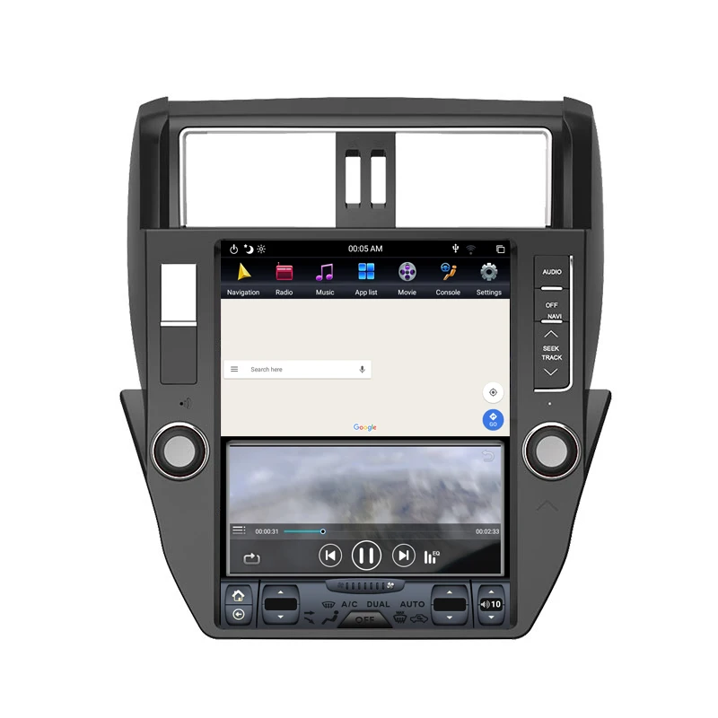 Android 9.0 Tesla style 12.1‘’ Vertical screen Car GPS Navigation For TOYOTA LAND CRUISER Prado150 2010+ Multimedia radio Player