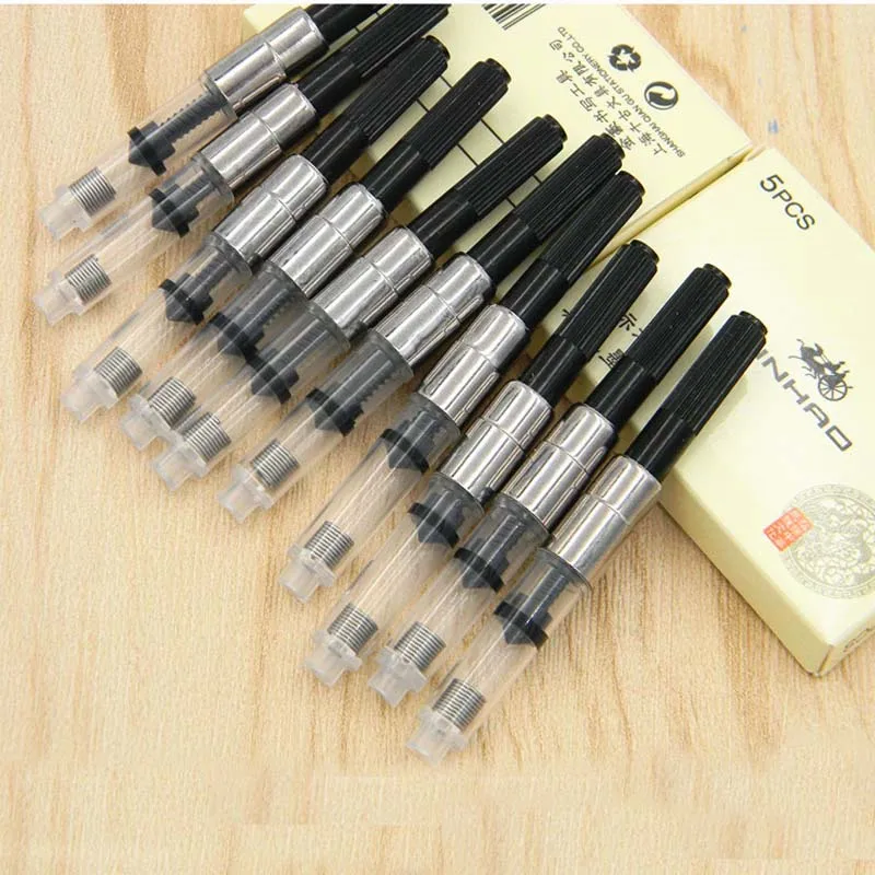 Pluma estilográfica, recarga de tinta, convertidor de bomba, cartuchos negros, 10 Uds.