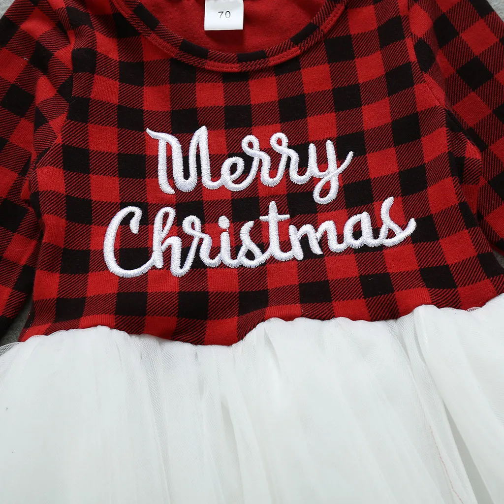 Рождественский подарок для маленьких девочек; хлопковое кружевное платье с длинными рукавами; принт с буквами для детей; рождественское праздничное платье для девочек