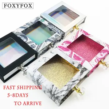 

Foxyfox wholesales Crystal handle NEW 10mm-25mm False Eyelashes Packaging Box Lash Boxes Fake 3d Mink Lashes Glitter Case empty