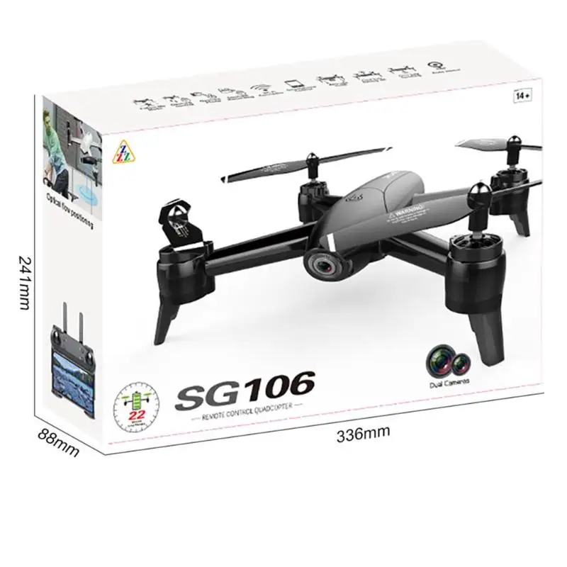 SG106 RC Дрон оптический поток 4K камера авто возврат Квадрокоптер w/2 батареи