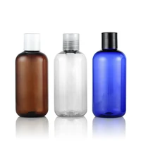 500ml 250ml 8oz 16oz empty boston round plastic blue pet bottle with spout flip top disc top Dispensing Cap screw lid sprayer