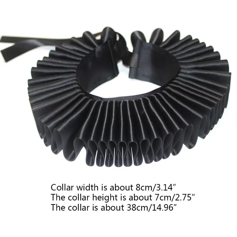 

Womens Victorian Renaissance Ruffled Neck Collar Satin Clown Cosplay Choker